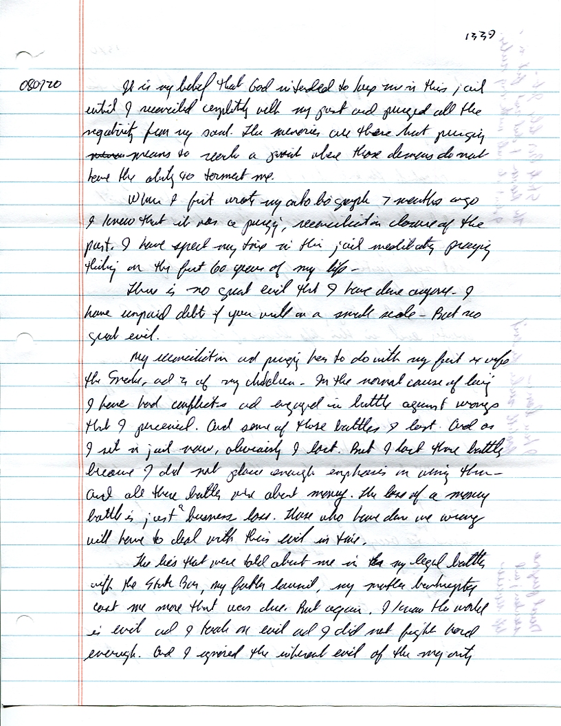 Dr John WorldPeace 2008 Prison Journal